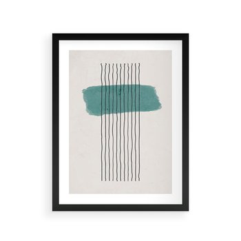 Plakat w ramie 40x50 - Bezczasowe Wspomnienia - abstrakcyjna akwarelowa plama, nieregularne kreski - rama czarna