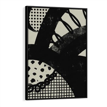 Obraz w ramie 50x70 - Nieznanie Zaskoczenia - bstrakcyjna mroczna kompozycja, nieregularne - rama czarna