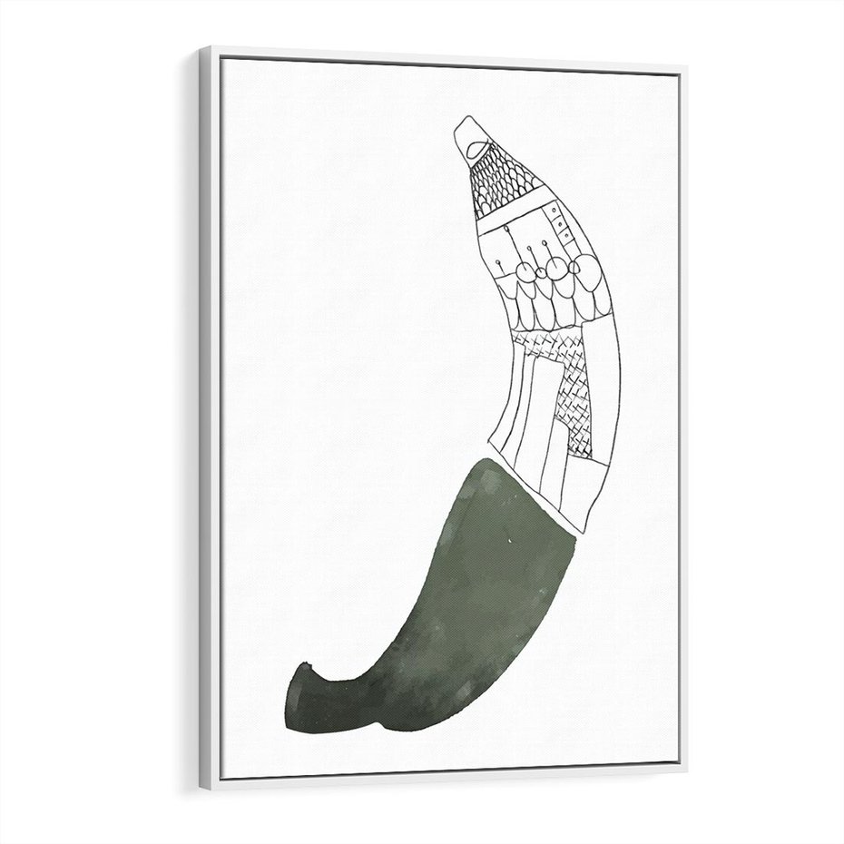 Obraz w ramie 80x120 - Rozkwitające Barwy Akwareli - minimalistyczny plakat, banan - rama biała