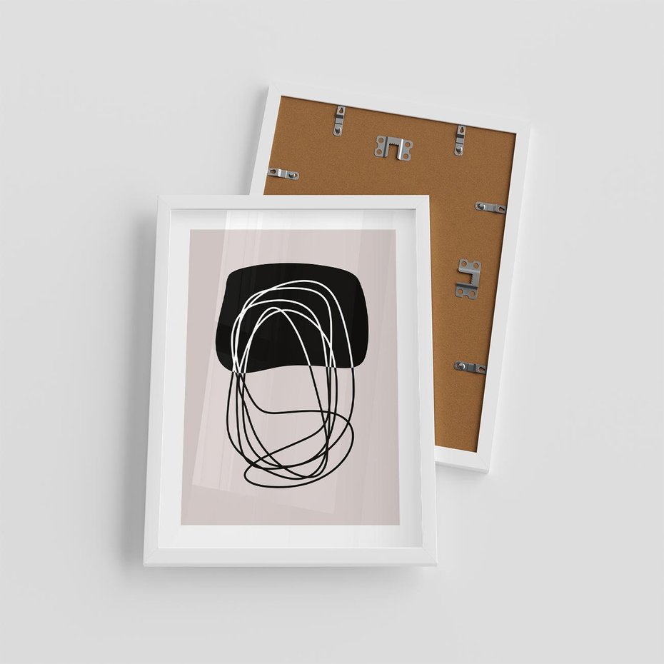 Plakat w ramie 30x40 - Strukturalne Kontrasty - abstrakcyjne szkicowane linie, minimalizm - rama biała