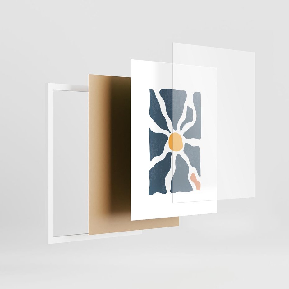 Plakat w ramie 30x40 - Kwiatowy Rezonans - nowoczesna kwiatowa grafika, styl retro - rama biała