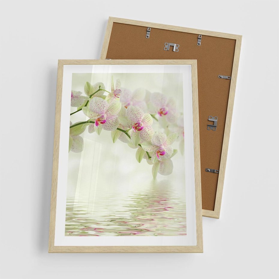 Plakat w ramie 50x70 - Orchidea w Spa - orchidea, kwiaty - rama drewno