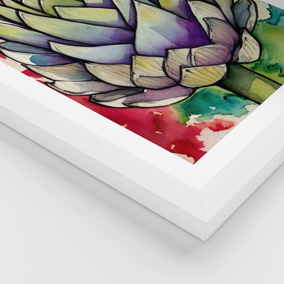 Plakat w ramie 40x50 - Zamknięte w Roślinie - abstrakcja, akwarela - rama biała