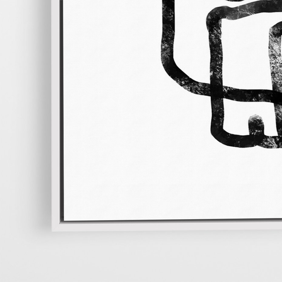 Obraz w ramie 70x100 - Portret Kociej Duszy - szkic kota, prymitywizm - rama biała