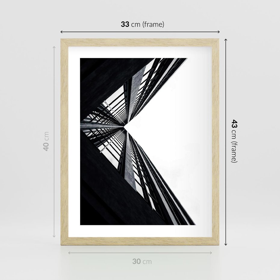 Plakat w ramie 30x40 - Nowoczesność w Linii - architektura, proste linie - rama drewno