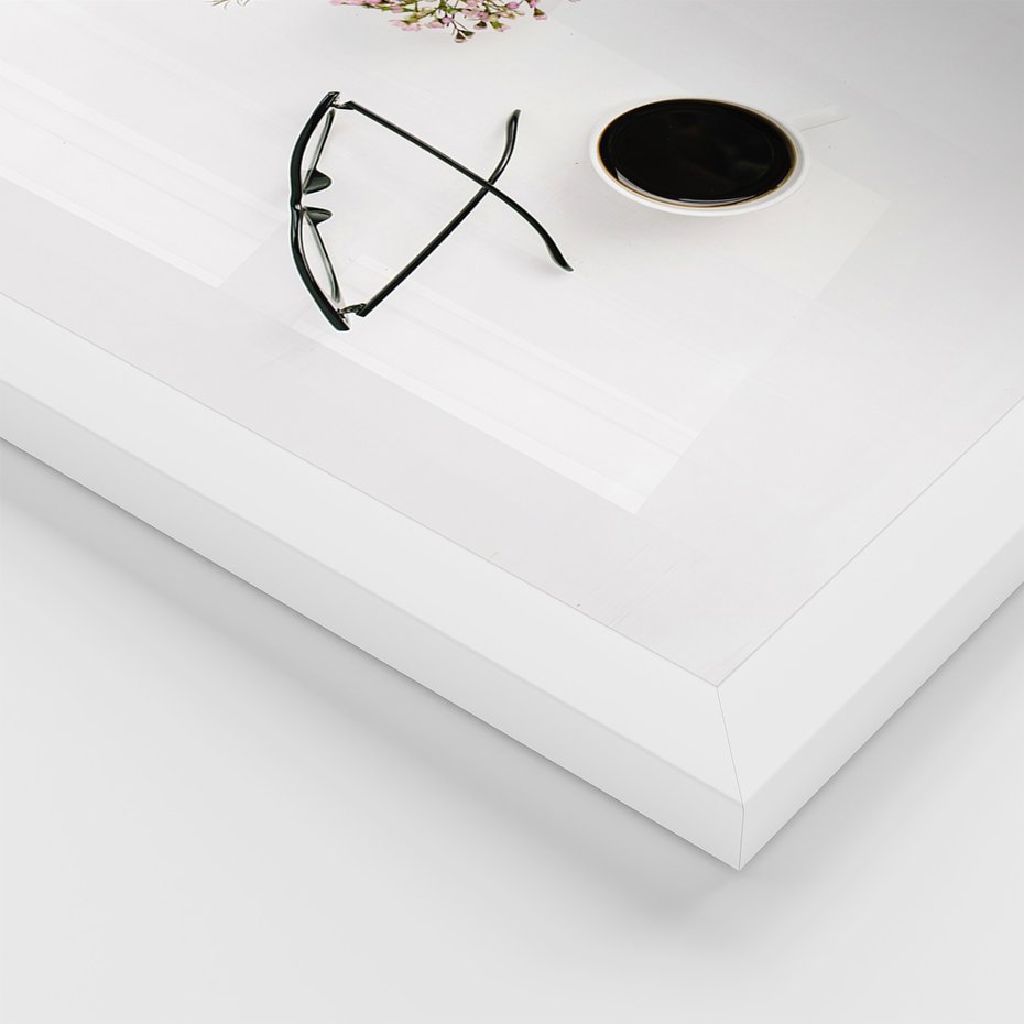 Zestaw obrazy w ramie 30x40 galeria - Kawa, kwiaty, minimalizm - rama biała