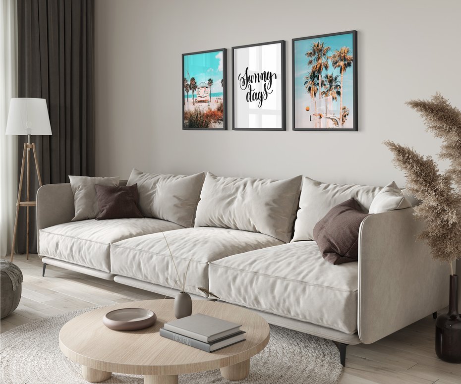 Zestaw obrazy w ramie 50x70 galeria - Lato, wakacje, podróż, napis, tyografia - rama czarna