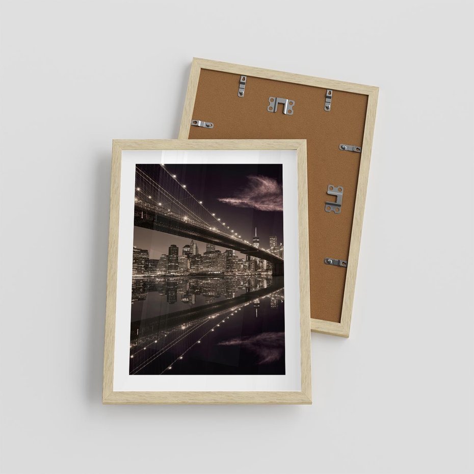 Plakat w ramie 30x40 - Most na nocnym horyzoncie - most, noc - rama drewno