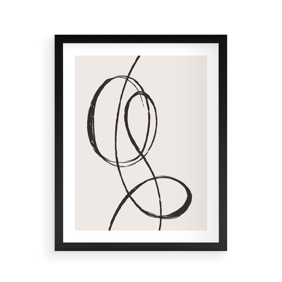Plakat w ramie 40x50 - Zaklęte Linie - abstrakcyjne szkicowane linie, minimalizm - rama czarna
