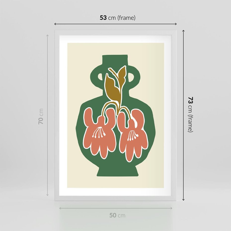 Plakat w ramie 50x70 - Kreatywne Impulsy - boho styl, wazon - rama biała