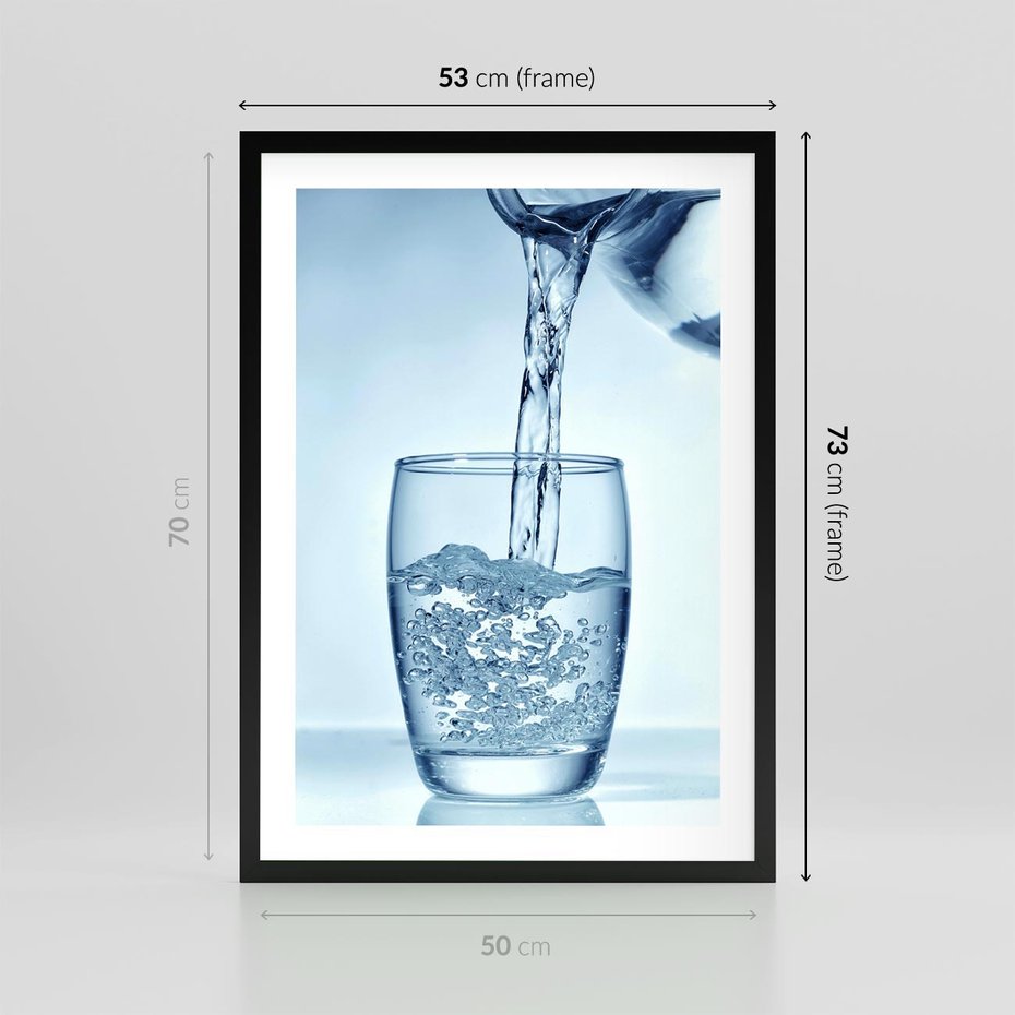 Plakat w ramie 50x70 - Chłodząca szklanka wody - szklanka, wody - rama czarna