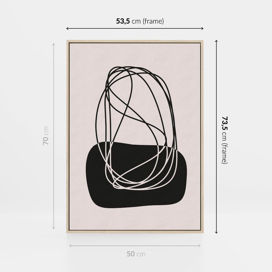 Obraz w ramie 50x70 - Linie Eksploracji - abstrakcyjne szkicowane linie, minimalizm - rama drewno