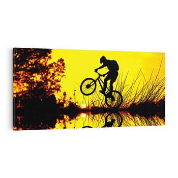 Obraz na płótnie 120x60 - Rower przy zachodzie słońca - rower, zachód