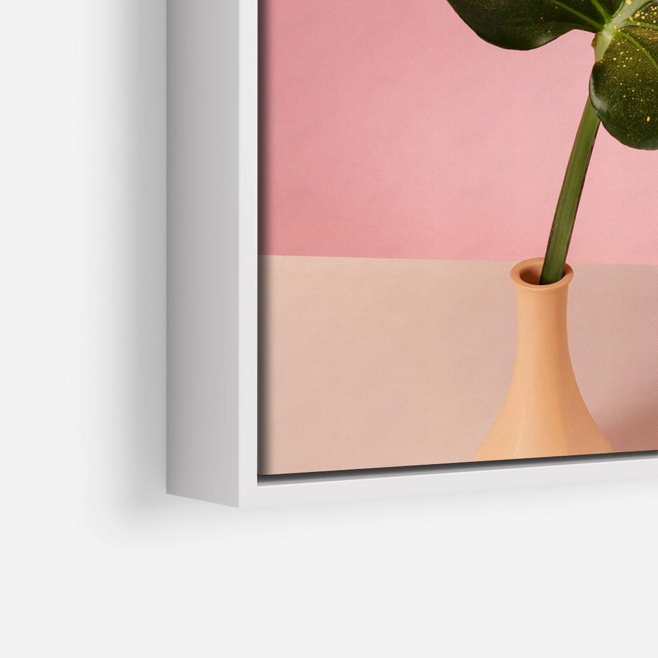 Obraz w ramie 80x80 - Egzotyczna monstera - monstera, liść - rama biała