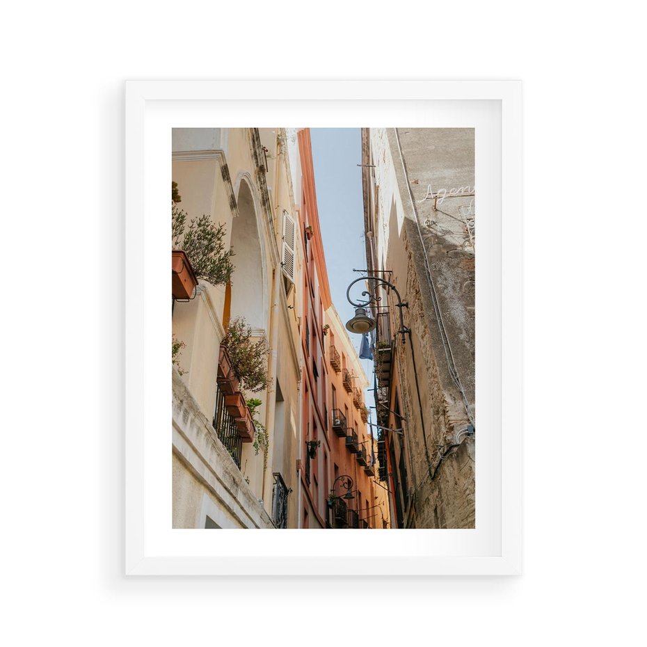Plakat w ramie 40x50 - Włoskie uroki - włoskie, uliczki - rama biała