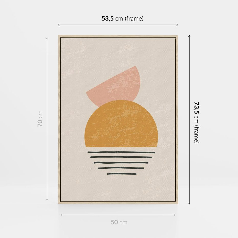 Obraz w ramie 50x70 - Krótka Forma - abstrakcyjna sztuka, boho kształty - rama drewno