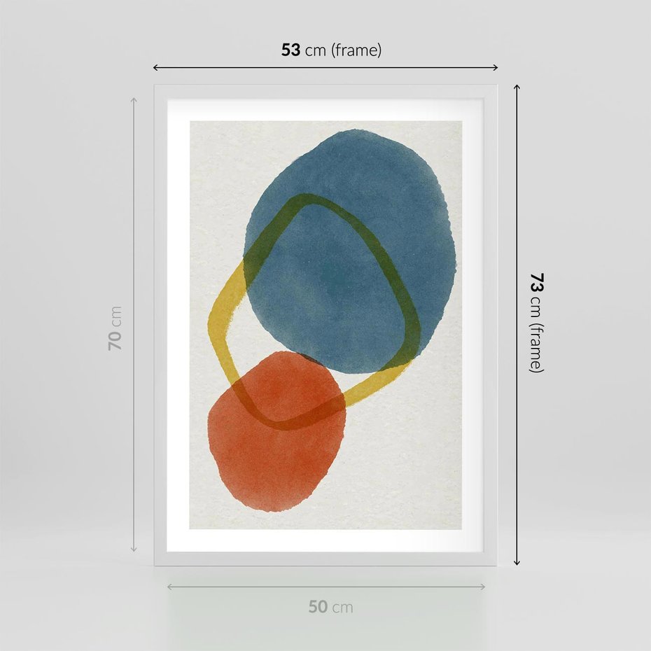 Plakat w ramie 50x70 - Modernistyczna Abstrakcja: Kolorowe Plamy - abstrakcja, modern - rama biała