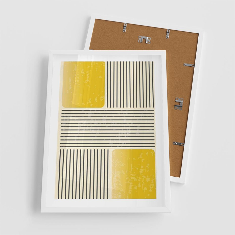 Plakat w ramie 50x70 - Geometria w Ruchu - geometria, proste linie - rama biała