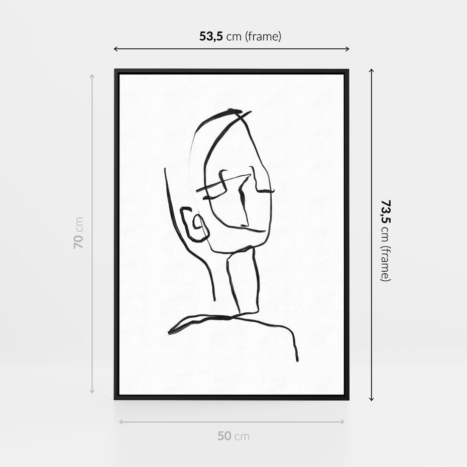 Obraz w ramie 50x70 - Migotliwe Widzenia - szkic twarzy, minimalistyczny niewyraźny - rama czarna