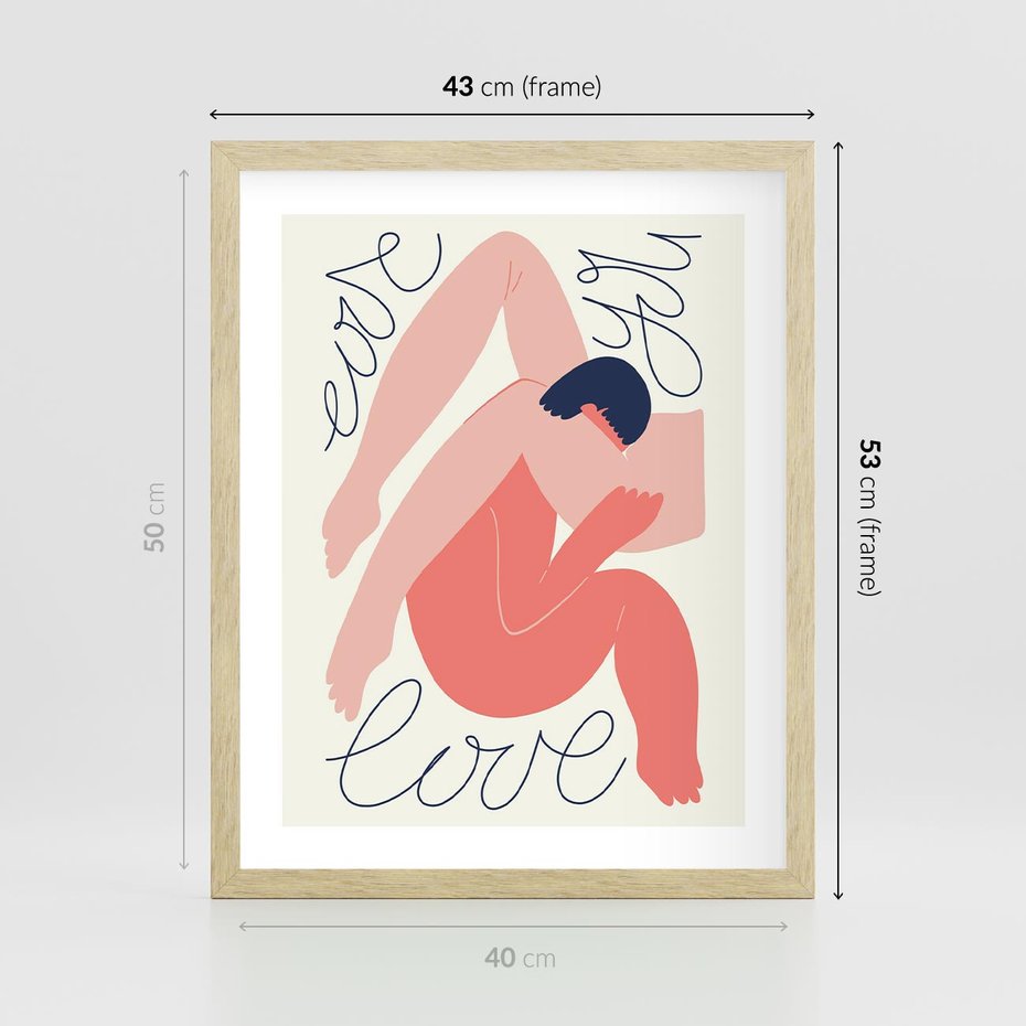 Plakat w ramie 40x50 - Dźwięk ciszy na płótnie - para zakochanych, graficzny obraz - rama drewno