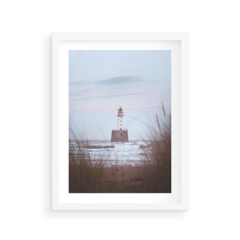 Plakat w ramie 40x50 - Magiczna Aura - latarnia, mgła - rama biała