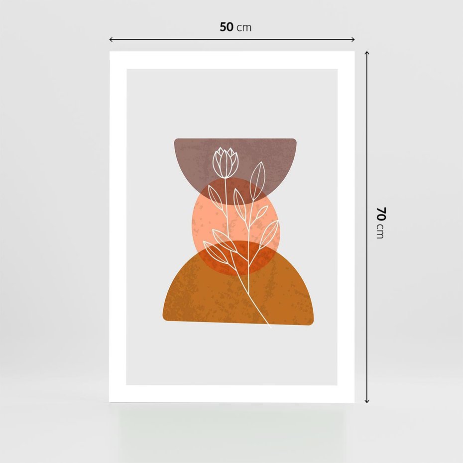 Plakat bez ramy 50x70 - Kwiatowa Akwarela - akwarelowe kształty, brąz