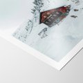 Plakat bez ramy 21x30 - Zimowa Magia - domek, śnieg