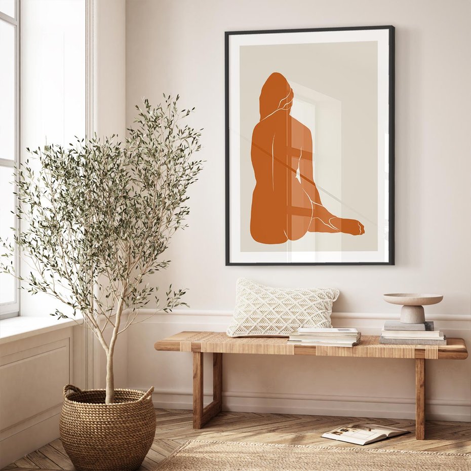 Plakat bez ramy 21x30 - Kobieca Sylwetka w Stylu Modernistycznym - modernistyczny pakat, kobieca sylwetka