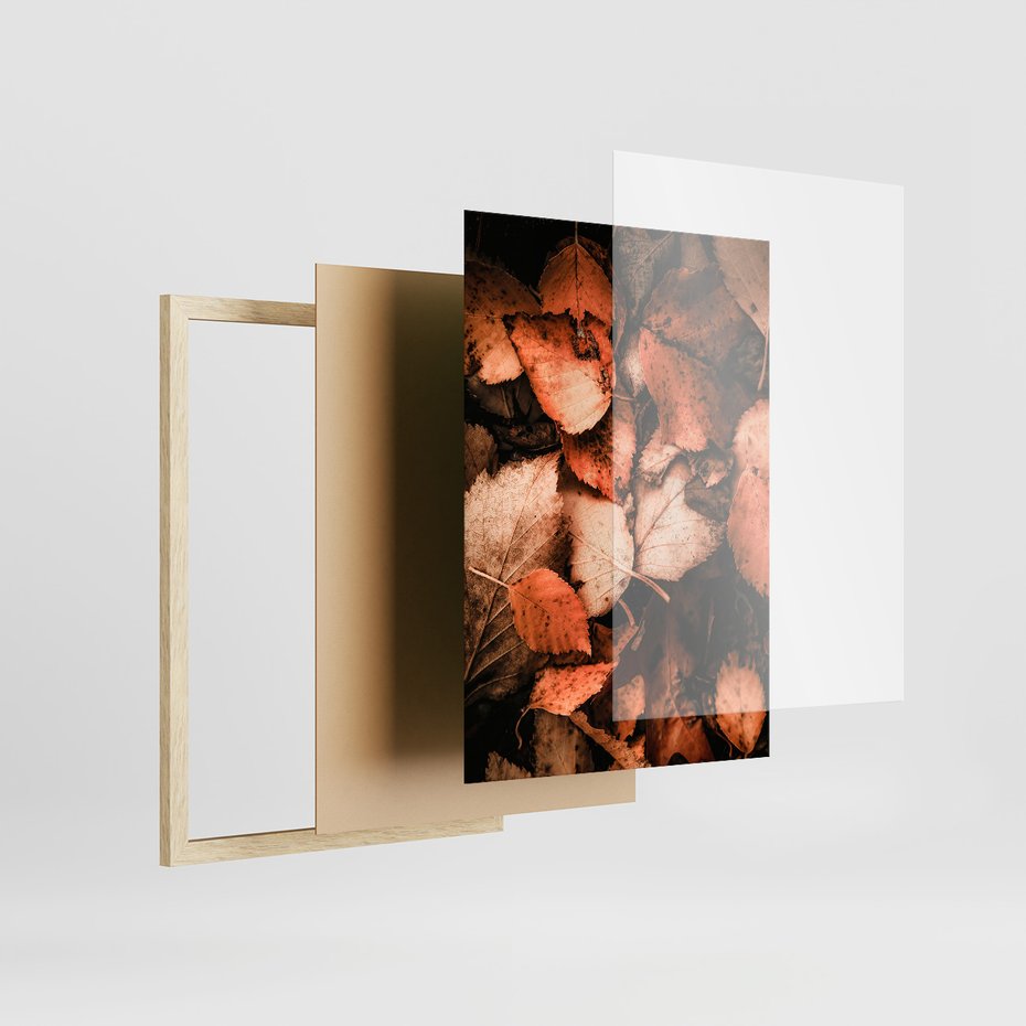 Zestaw obrazy w ramie 50x70 galeria - Jesień, typografia, napis - rama drewno