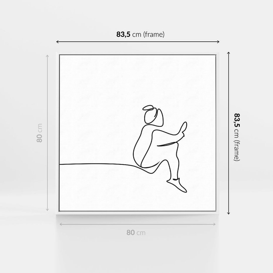 Obraz w ramie 80x80 - Linie Wewnętrznej Refleksji - line art, szkic - rama biała