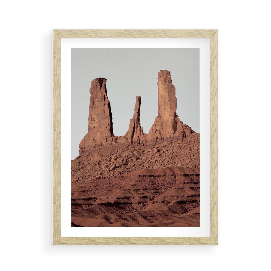 Plakat w ramie 50x70 - Surowość Pustyni - pustynia, kanion - rama drewno