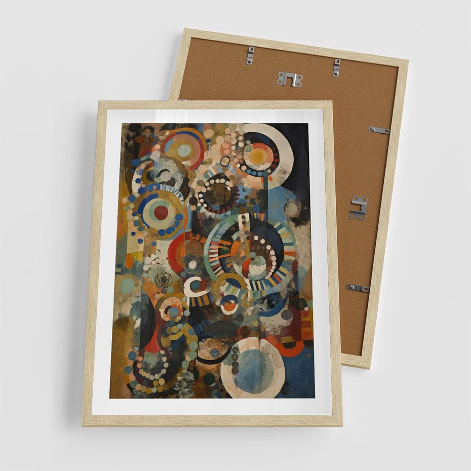 Plakat w ramie 50x70 - Podróżne Wizje Aberracji - abstrakcyjny obraz, mnogość kolorów - rama drewno