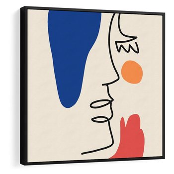 Obraz w ramie 50x50 - Rozbijające Symfonie Form - abstrakcyjny obraz, przypomina twarz - rama czarna