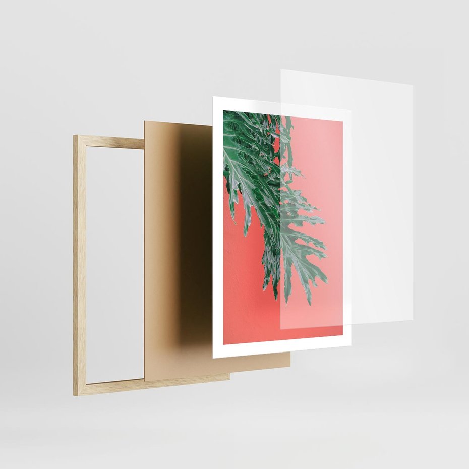 Plakat w ramie 50x70 - Energetyczna Eksplozja Natury - liście, kolor - rama drewno