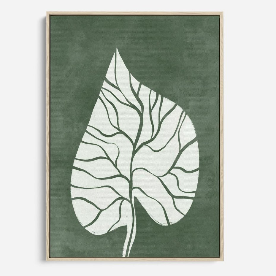 Obraz w ramie 70x100 - Migotliwe Wnętrze Zieleni - zielony plakat, roślinne motywy - rama drewno