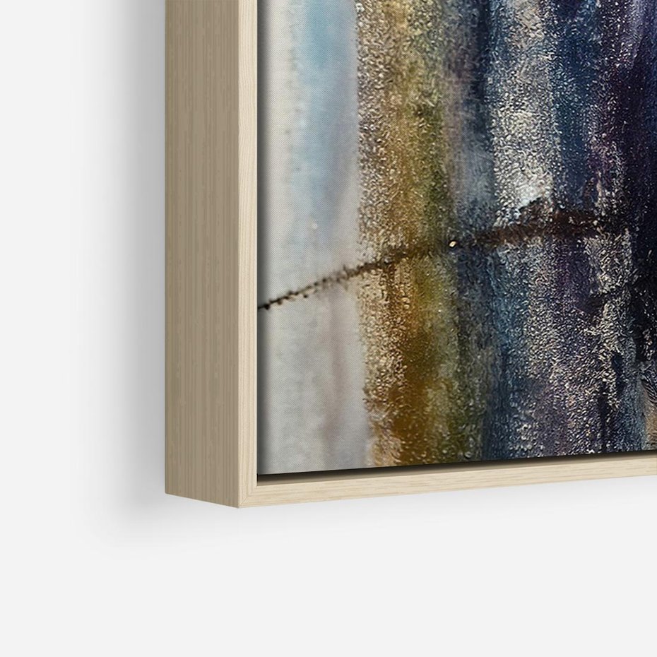 Obraz w ramie 70x50 - Tekstura Kwiatu - olejny obraz, niebieski kwiat - rama drewno