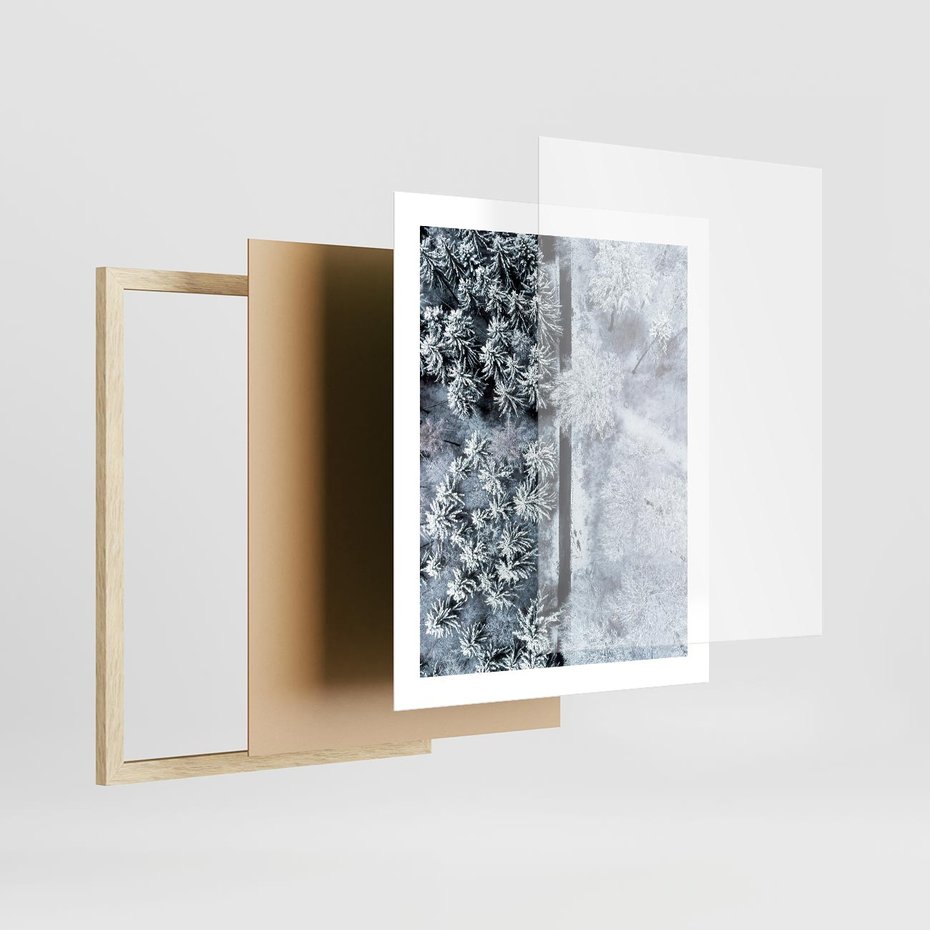 Plakat w ramie 40x50 - Ujęcie Zimowej Szosy - zima, śnieg - rama drewno