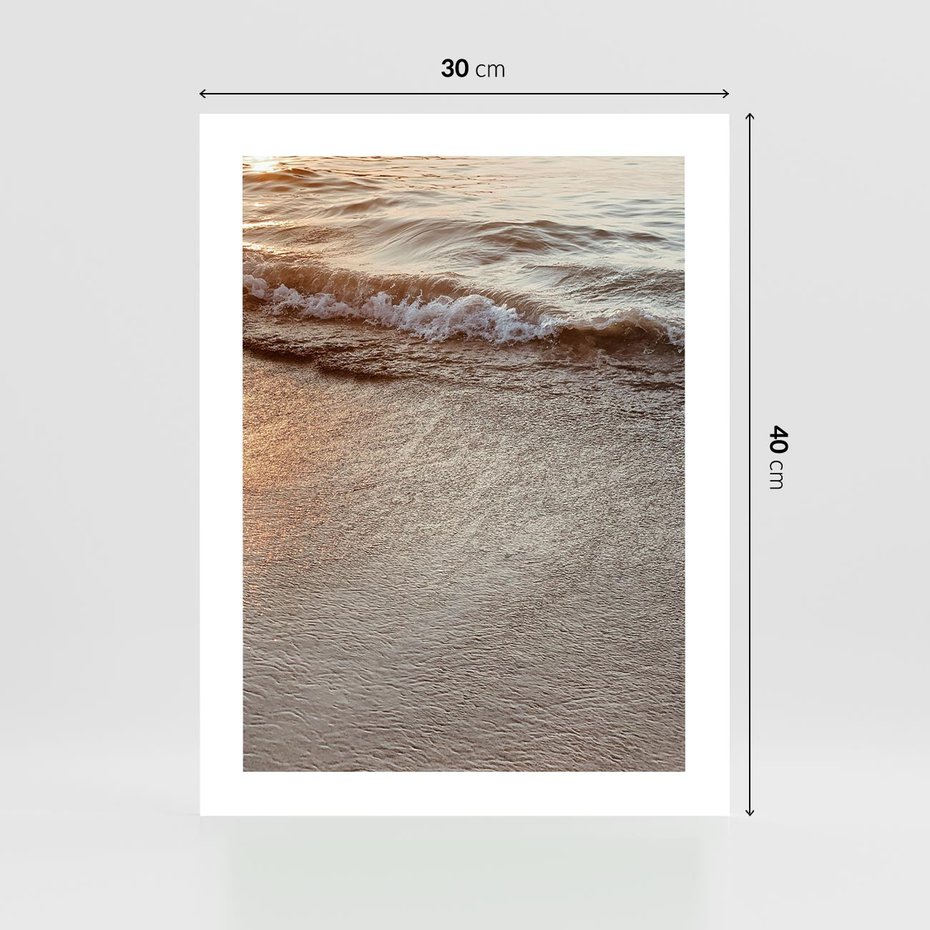 Plakat bez ramy 30x40 - Spokój Morza: Fale na Plaży - fale, morze