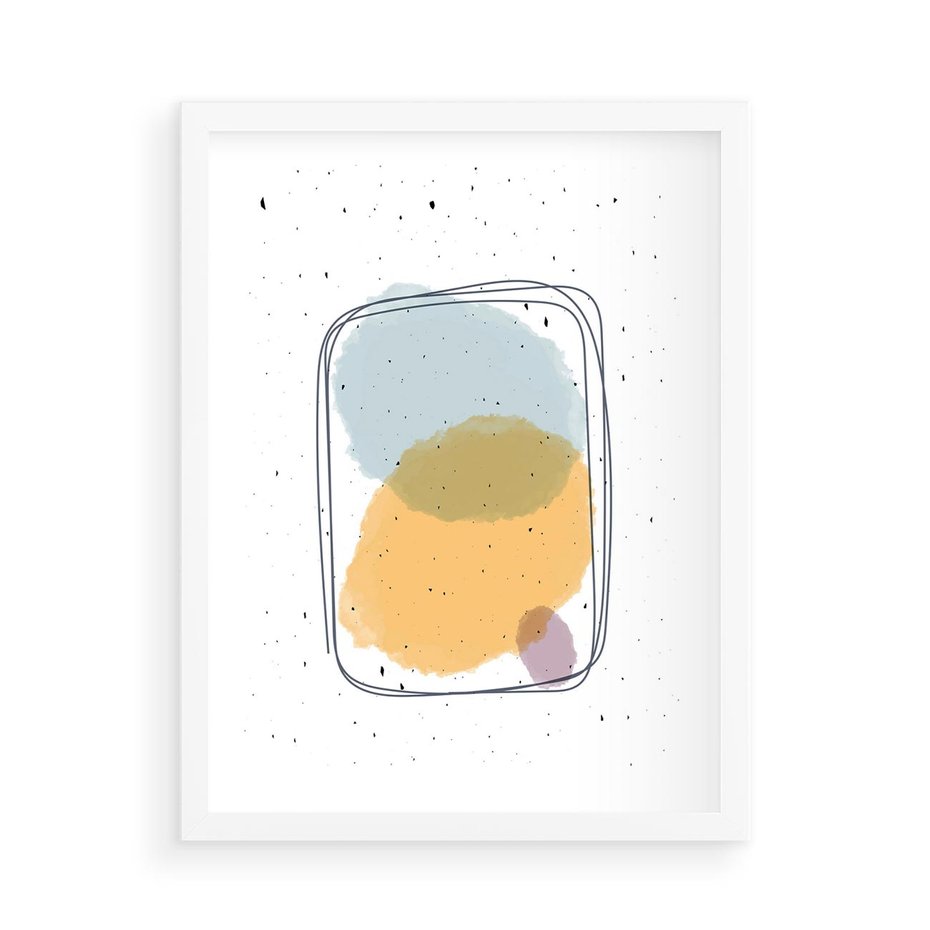 Plakat w ramie 50x70 - Wibracje Linii - abstrakcyjna kompozycja, jak ręcznie malowana - rama biała