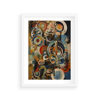 Plakat w ramie 40x50 - Podróżne Wizje Aberracji - abstrakcyjny obraz, mnogość kolorów - rama biała