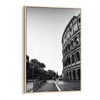 Obraz w ramie 80x120 - Echa Historii - czarno biała fotografia, koloseum - rama drewno