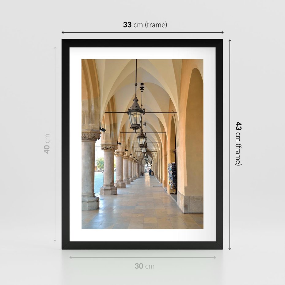 Plakat w ramie 30x40 - Uliczka w perspektywie czasu - uliczka, perspektywa - rama czarna