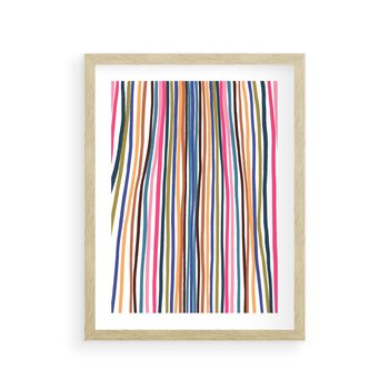 Plakat w ramie 30x40 - Energetyczne Nurtujące - kolorowe wzory, tęczowe żywe kolory - rama drewno