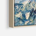 Obraz w ramie 80x120 - Majestat Błękitnych Szczytów - olejny obraz, górski pejzaż - rama drewno
