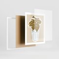 Plakat w ramie 40x50 - Bezgraniczne Marzenia - nowoczesna kompozycja, liście monstery w wazonie - rama biała