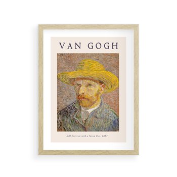 Plakat w ramie 50x70 - Autoportret van Gogha - van gogh, autoportret - rama drewno