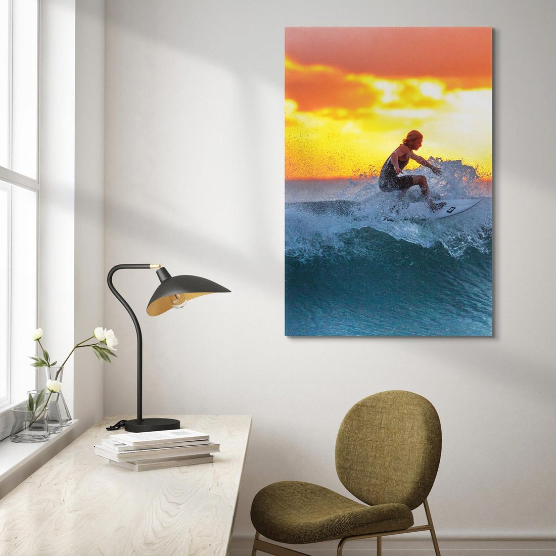 Obraz na płótnie 50x70 - Surfer na falach morza: Spotkanie z wolnością - surfer, surfing