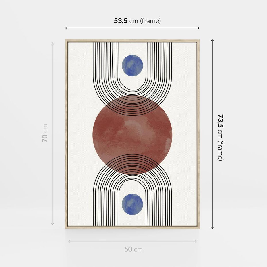 Obraz w ramie 50x70 - Księga Impulsów - nowoczesny plakat, styl midcentury - rama drewno