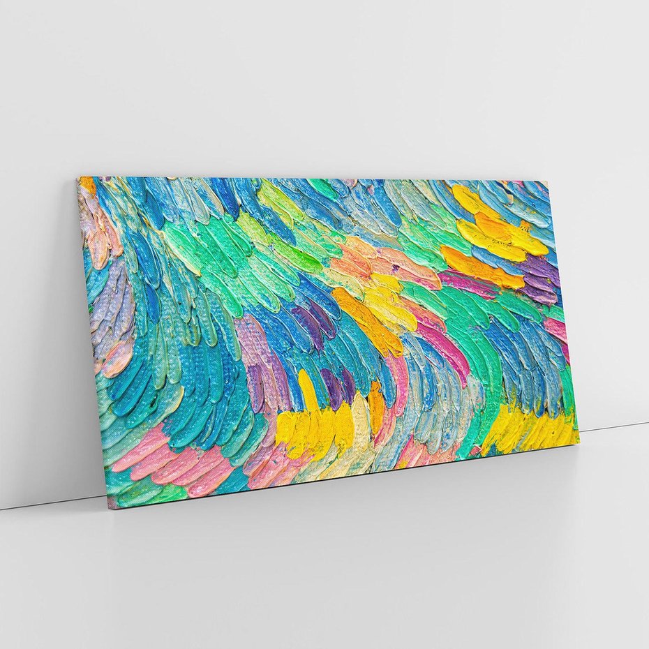 Obraz na płótnie 100x50 - Egzotyczne Pióra - abstrakcyjne dzieło, farby olejne