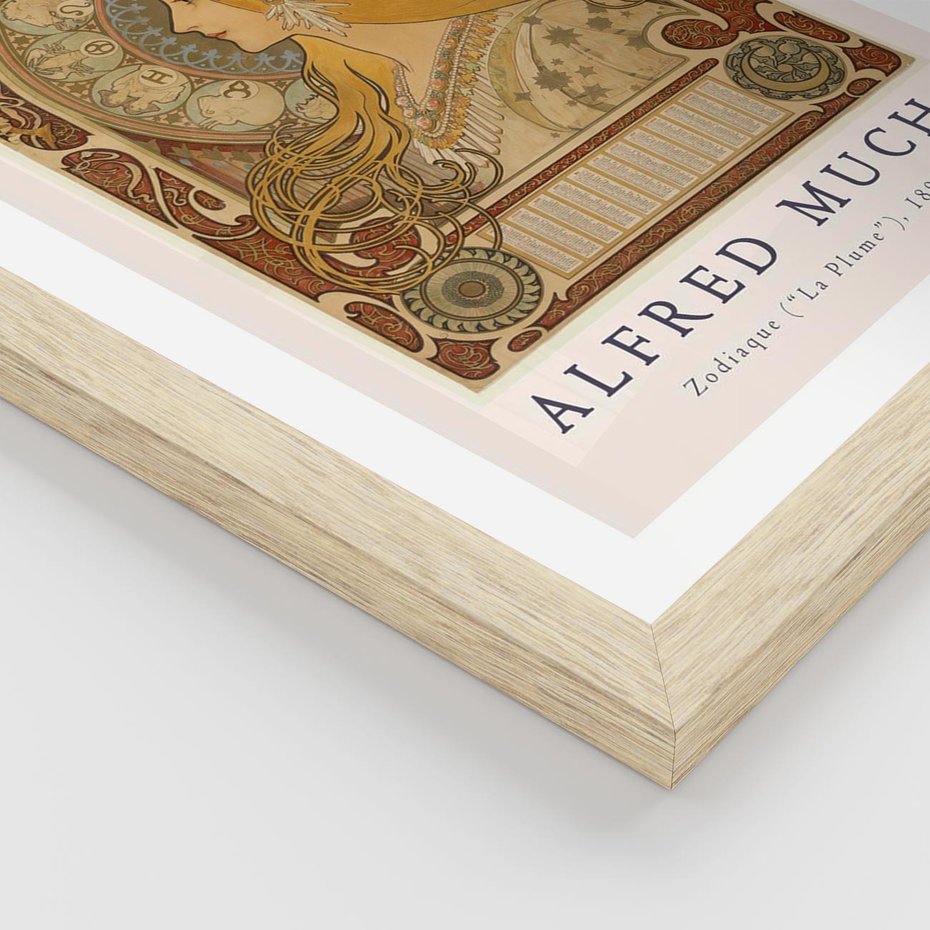 Plakat w ramie 40x50 - Mucha: Reprodukcja i Typografia na Plakacie - reprodukcja, alfons mucha - rama drewno